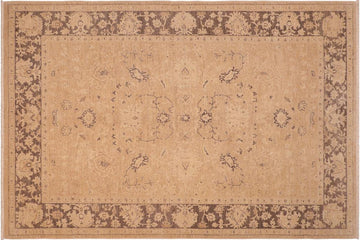 handmade Traditional Kafkaz Chobi Ziegler Tan Brown Hand Knotted RECTANGLE 100% WOOL area rug 6 x 9